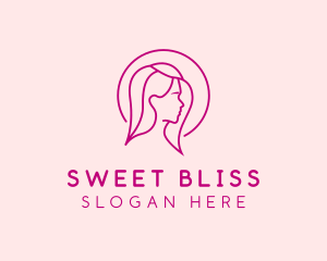 Pink Beauty Face Girl logo design