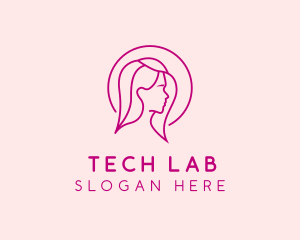 Pink Beauty Face Girl logo design