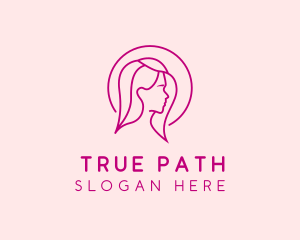 Pink Beauty Face Girl logo design