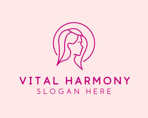 Pink Beauty Face Girl logo design