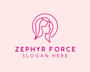 Pink Beauty Face Girl logo design