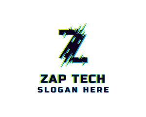 Modern Glitch Letter Z logo design