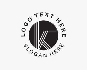 Monochrome - Geometric Stripe Letter K logo design