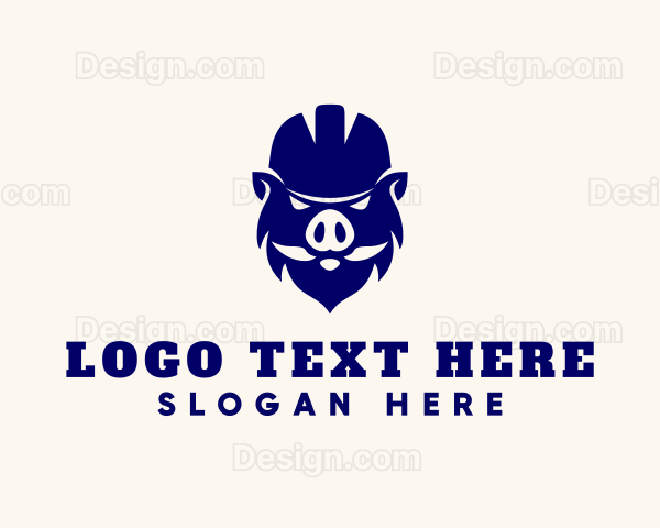 Hardhat Boar Construction Logo