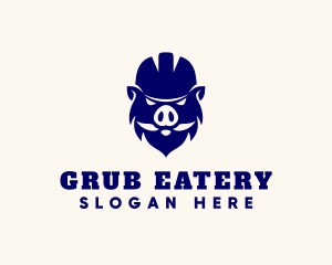 Hardhat Boar Construction logo design