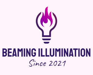 Purple Fire Light Bulb  logo design