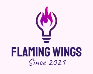 Purple Fire Light Bulb  logo design