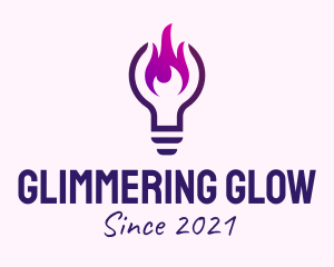 Purple Fire Light Bulb  logo design