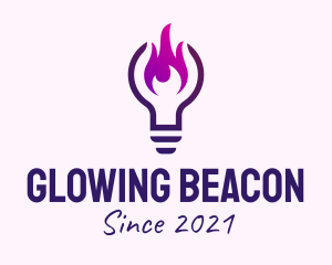 Purple Fire Light Bulb  logo design