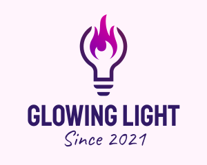 Purple Fire Light Bulb  logo design