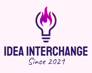 Purple Fire Light Bulb  logo design