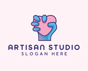 Heart Hand Hold logo design