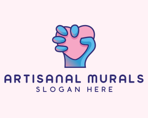 Heart Hand Hold logo design