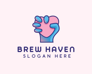 Heart Hand Hold logo design