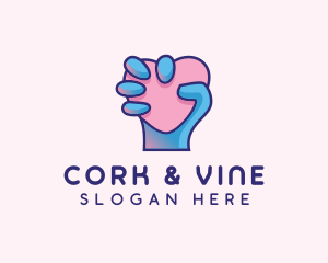 Heart Hand Hold logo design