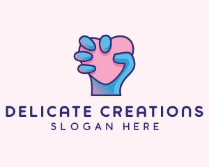 Heart Hand Hold logo design