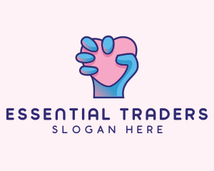 Heart Hand Hold logo design