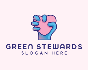 Heart Hand Hold logo design