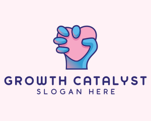 Heart Hand Hold logo design