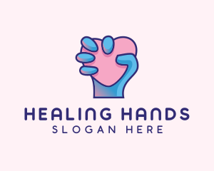 Heart Hand Hold logo design