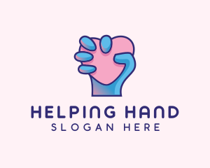 Heart Hand Hold logo design