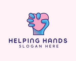 Heart Hand Hold logo design