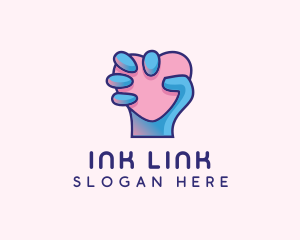 Heart Hand Hold logo design