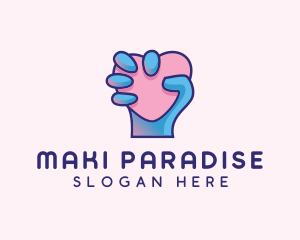 Heart Hand Hold logo design