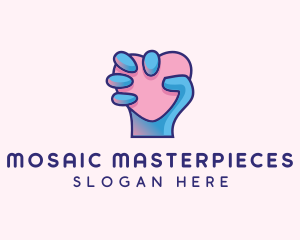 Heart Hand Hold logo design