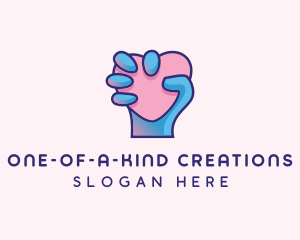 Heart Hand Hold logo design