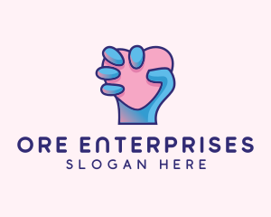 Heart Hand Hold logo design