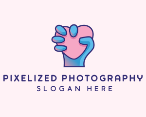 Heart Hand Hold logo design