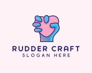 Heart Hand Hold logo design