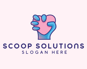 Heart Hand Hold logo design