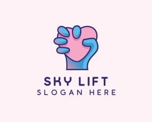 Heart Hand Hold logo design