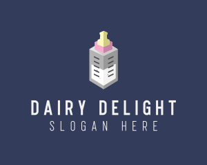 Isometric Milk Bottle  logo design