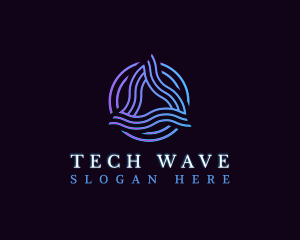 Abstract Wave Technology logo design