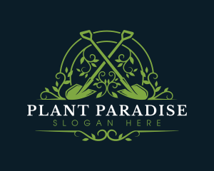 Shovel Gardening Plant logo design