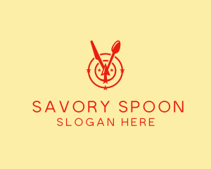 Spoon Knife Clock logo design