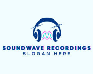 Audio Soundwave Headphones logo design