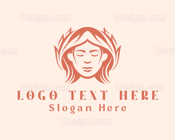 Woman Leaf Hairstyle Logo