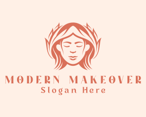 Woman Leaf Hairstyle logo