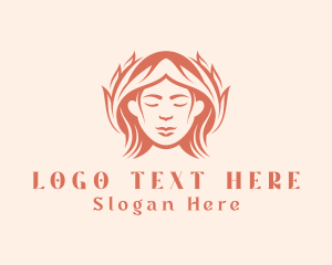 Headpiece - Woman Leaf Hairstyle logo design