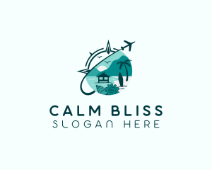 Airplane Beach Coast Travel  Logo