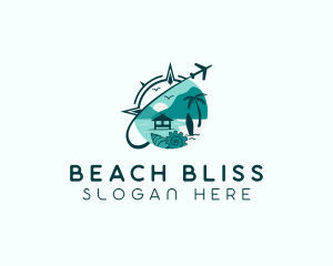 Airplane Beach Coast Travel  logo design