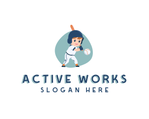 Cute Boy Baseball Player logo design