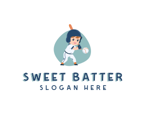 Cute Boy Baseball Player logo