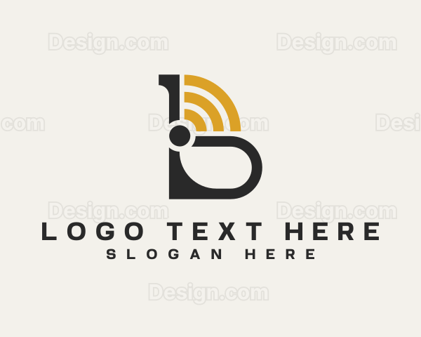 Communication Signal Network Letter B Logo
