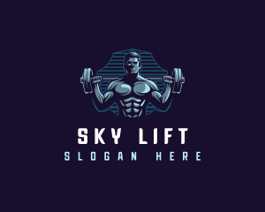 Barbell Man Lifting logo design