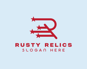 Stars Stripes Letter R logo design